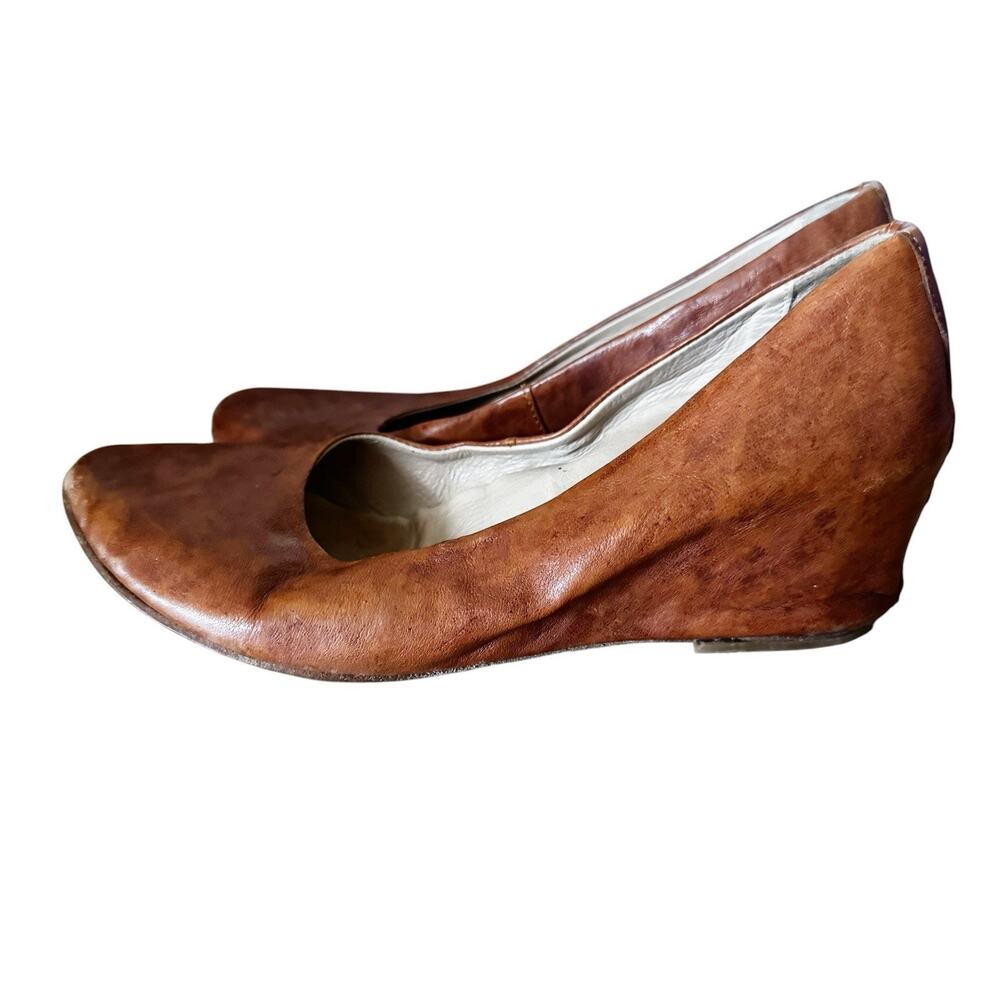 Women Size 36/6 Brown Leather Wedge‎ Heels